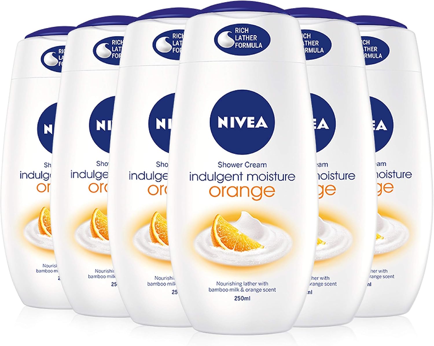 NIVEA Indulgent Moisture Orange Shower Cream, (250 ml, Pack of 6)