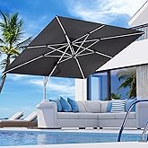 COSIEST 9FT Patio Umbrella Cantilever Outdoor Rectangular Offset Umbrella with 360°Rotation, Double Top Heavy Duty Windproof Aluminum Frame for Pool Garden Deck Backyard