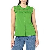 Nautica Womens Button Through Knit Top Sleeveless Shirt