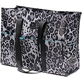 ESVAN Utility Tote Bag with Zip Top Waterproof Teacher Tote Bag for Teacher Work Women Beach