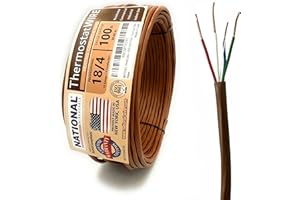 18/4 100Ft. NATIONAL Wire&Cable Thermostat Doorbell HVAC Heating Control Professional Cable Wire - Made in USA - 100% Solid Copper Conductors, CL2 ETL Listed, Low Voltage Applications Use