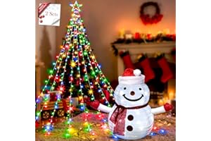 Heceltt 3.3ft Outdoor Snowman Christmas Decorations,Set of 2, 40LEDs Lighted Snowman, 13ft 344LEDs Star Waterfall Light 8 Modes String Lights, Christmas Decor for Yard Porch Garden Lawn Courtyard