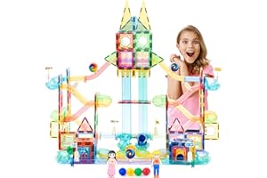 SMART DEPO TOYS Smart Toys 160 PCS Marble Run Magnetic Tiles Building Blocks Marbles Race Track Magnets Toys Play Set STEM Building & Learning Educational Construction Maze Game Kit Boys Girls Age 3 4 5 6 7 8+