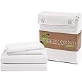 100% Organic Cotton Pure White Full-Sheets Set, 4-Piece Pure Organic Cotton Long Staple Percale Weave Ultra Soft Best Bedding