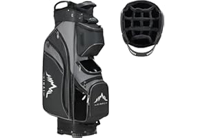 UNIHIMAL 14-Way Golf Cart Bag with Full Length Divider, Premium PU Leather Golf Bag with Plush Top, Magnetic Pocket and Rain Cover for Men