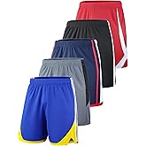 Liberty Imports 5 Pack Big Boys Youth Athletic Mesh Basketball Shorts with Pockets Quick Dry Activewear