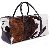 CHAYELL Cowhide Duffle Bag for Women & Men 21” - Unique Full Grain Hair-on Genuine Leather - Authentic Cowhide Weekender Bag with Strap Overnight Western Duffle Bag for Women - Flight-Ready Carry-On