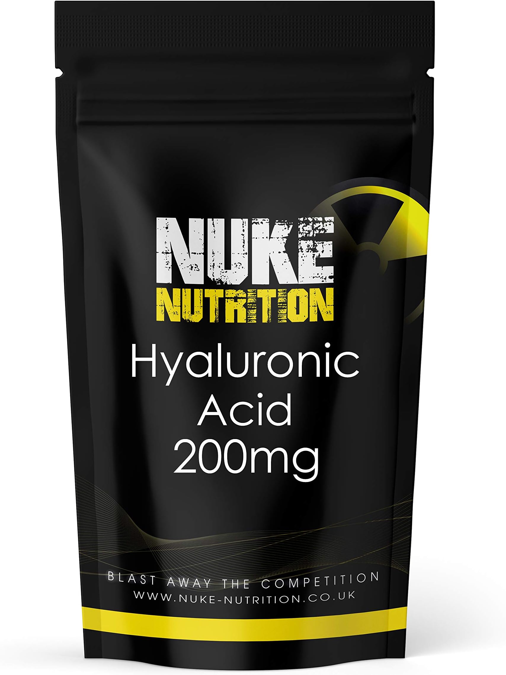 Nuke Nutrition Hyaluronic Acid Tablets 200mg | Pack of 60 Tablets | High Strength Hyaluronic Acid Supplements Aids Healthy Skin Hair and Nails | Hyaluronic Acid Pills are Safe and Vegan Friendly