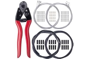 MRELC 87Pcs Steel Bike Brake Shifter Cable Kit with Stainless Steel Bike Cable Cutter,UniversalBrake Cable Housing Shifter Cable Set with Cable End Caps,Copper Sleeves and O-Rings for Mountain Road Bike