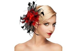 dressfan Fascinator Hat Headpiece Womens 20s Vintage Wedding Hair Accessories for Derby/Wedding/Cocktail/Tea Party