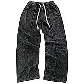 SOLY HUX Men's Wide Leg Sweatpants Vintage Drawstring Baggy Pants Y2k Streetwear