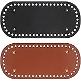 2 Pcs Crochet Bag Base, 8.5 x 4 Inch Crochet Bag Bottom Base, Oval PU Leather Bags Bottom Shaper Pad for Handbag DIY Knitting Bags, Handmade Purse, Tote Handbag Making (Black, Brown)