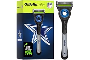 Gillette Labs Special NFL Cowboys Edition Shaving Razor for Men - 1 Handle, 4 Razor Blade Refills & Magnetic Stand, Holiday Gifts for Men, GilletteLabs with Exfoliating Bar