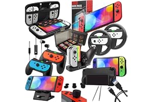 Orzly Accessory Bundle Kit designed for Nintendo Switch Accessories Geeks and OLED console users Case and Screen Protector, J