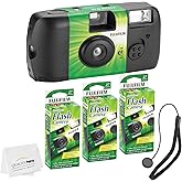 Fujifilm QuickSnap Flash 400 Disposable 35mm Camera + Hand Strap + Quality Photo Microfiber Cloth (3 Pack)