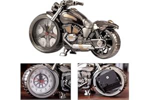 Itian Vintage Retro Motorcycle Style Students Alarm Clock Table Desk Time Clock Cool Motorbike Model Home Office Shelf Decora