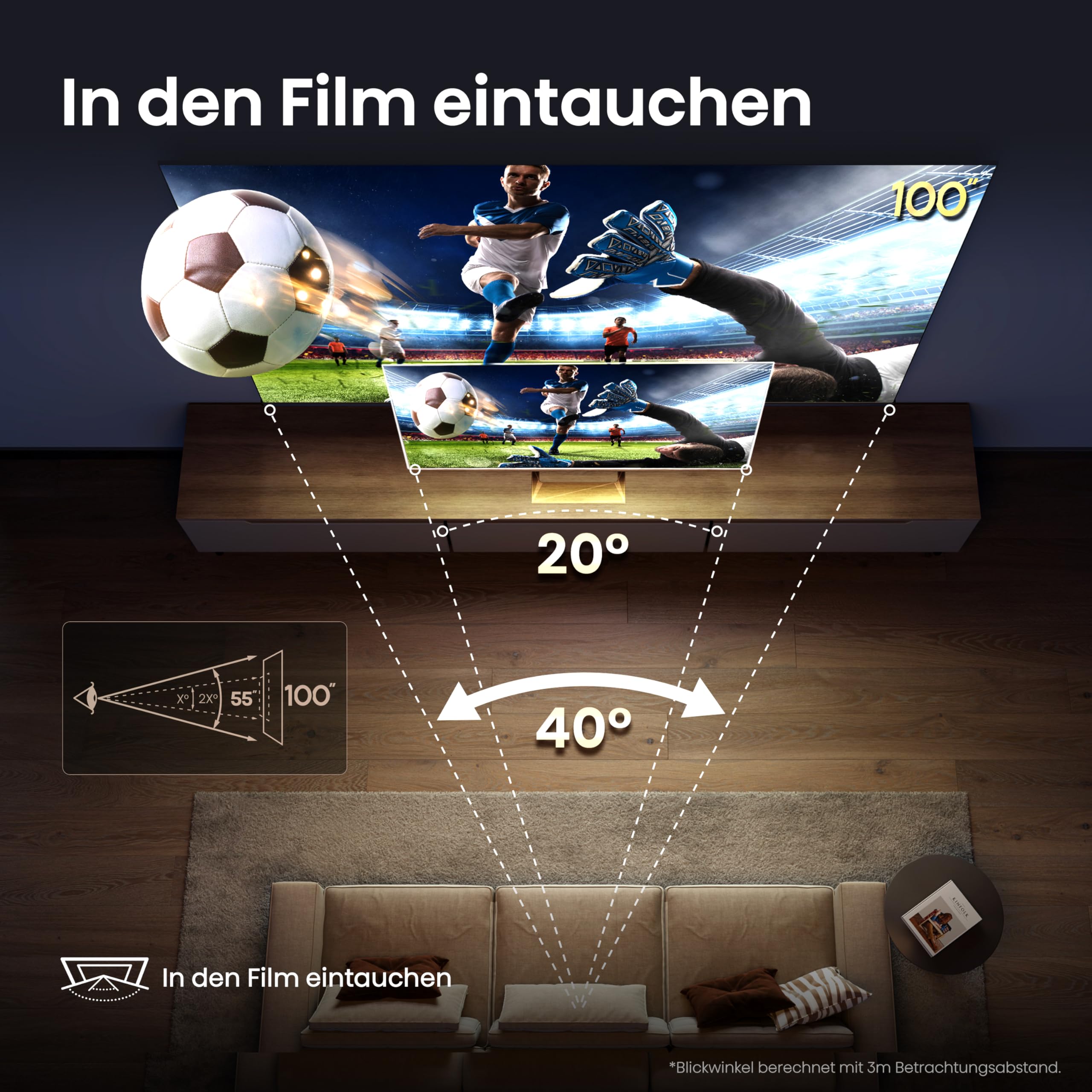 Hisense 100E7NQ 254 cm (100 Zoll) Fernseher, 4K UHD, QLED, HDR10, HDR10+ decoding, HLG, Dolby Vision Atmos, 144Hz VRR, Smooth Motion, Bluetooth, Alexa Built-in, VIDAA Voice, Schwarz [2025]