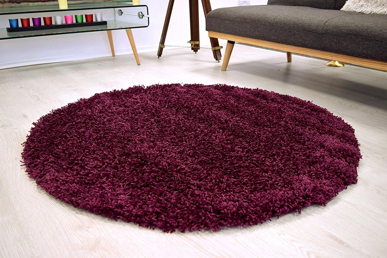 Bravich Rugmasters Aubergine Plum Circle Rug 5 Cm Thick Shag Pile Soft Shaggy Area Rugs Modern Carpet Living Room Bedroom Mats 120 Cm Circle 4 Brav Sgy Cal Aub 120circ Amazon Co Uk Kitchen Home