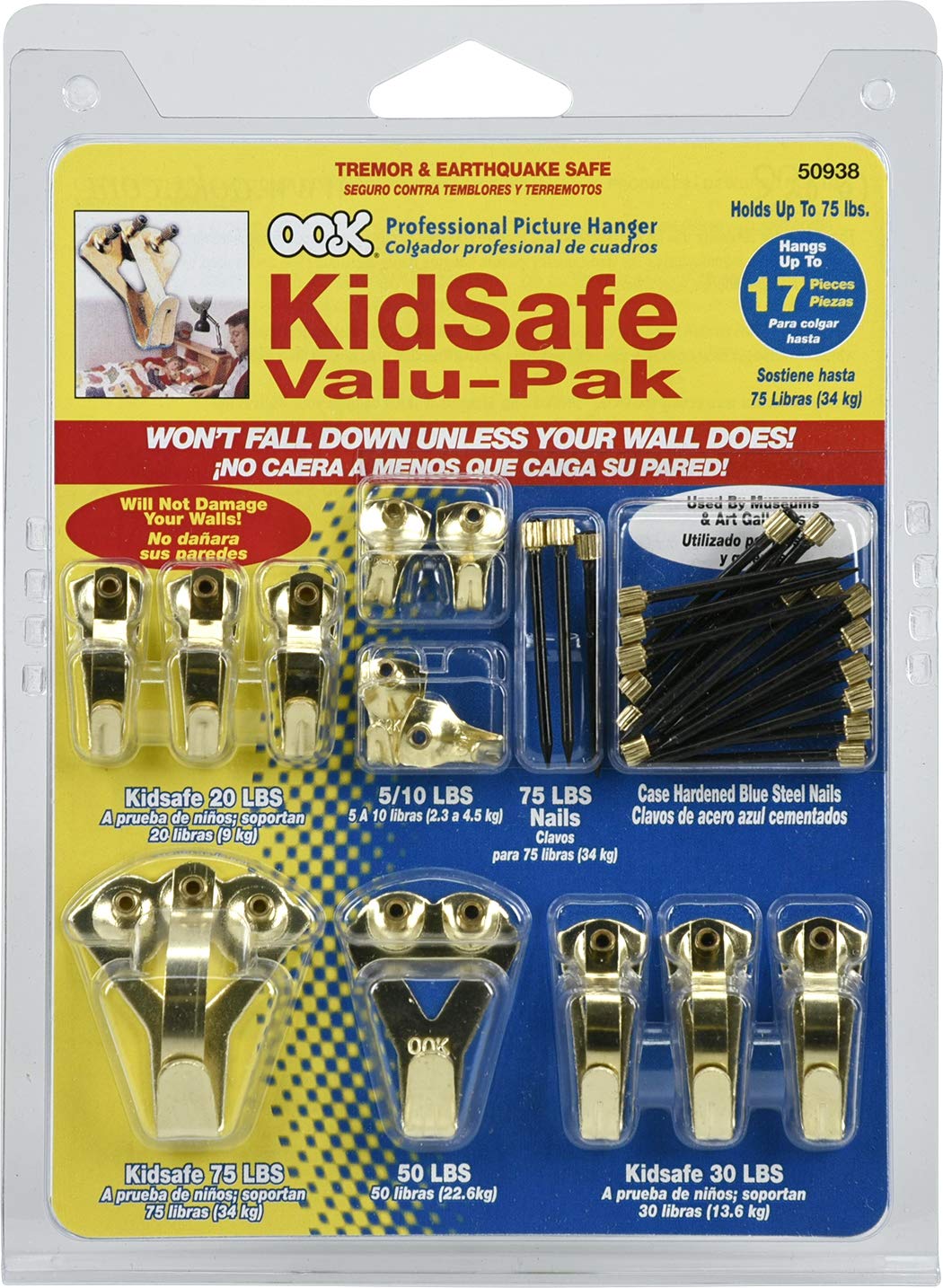 OOK by Hillman 535862 KidSafe Hanger Valu-Pak Kit 10lbs-75lbs