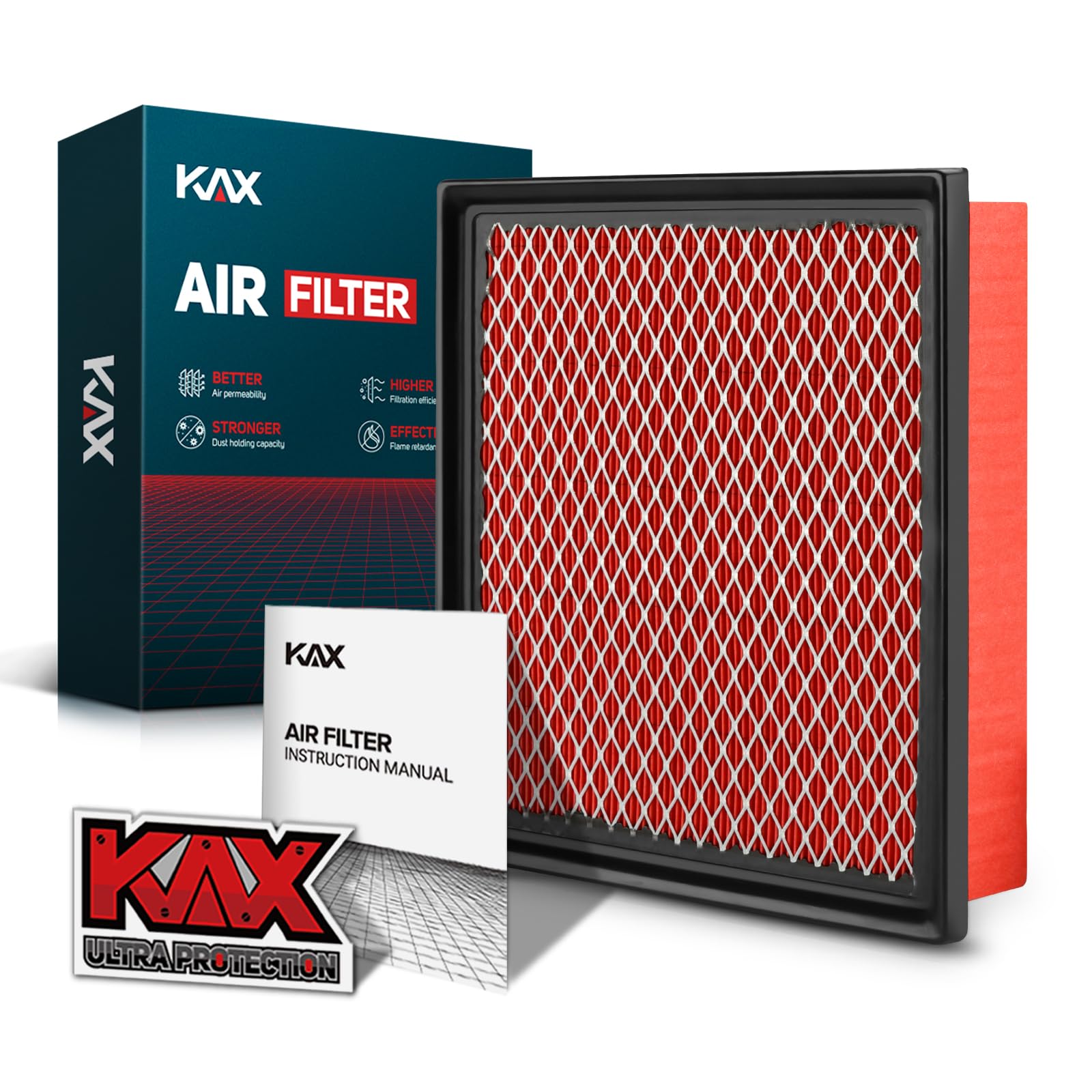 Photo 1 of KAX Premium Engine Air Filter, GAF001 (CA10755) Replacement for Camry, Highlander, Sienna, Avalon, ES350, NX200T, NX300, RX350, RX350L, Durango, Grand Cherokee, 200% Longer Life