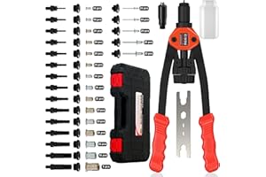 WelderElite Dual-Function Rivet Nut Tool Rivet Gun Kit Including 405 pcs Rivet Nuts Blind Rivets 15 Mandrels 5 Rivet Nozzles, Multi-Purpose