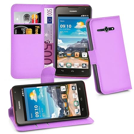 Cadorabo Hülle für Huawei ASCEND Y530 - Hülle in MANGAN VIOLETT – Handyhülle mit Kartenfach und Standfunktion - Case Cover Sc