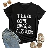 DANVOUY Womens T Shirt Casual Cotton Short Sleeve V-Neck Graphic T-Shirt Tops Tees