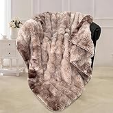 Bcareself Faux Fur Blanket Two Sided Ultra Soft Fluffy Reversible Fuzzy Throw Blanket for Women Men Double Sided Ombre Faux Luxe Faux Fur Thick Minky Blanket for Couch Bed Valentine Gifts
