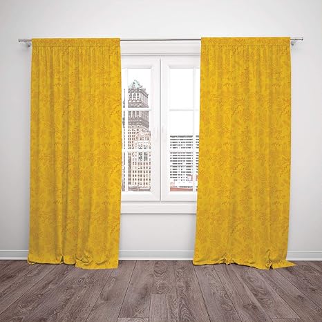 Thermal Insulated Blackout Window Curtain Floral Autumn Colored