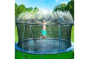 Bobor Trampoline Sprinkler for Kids, Outdoor Backyard Water Park Fun Summer Outdoor Water Sprinkler Toys for Boys Girls (Blac