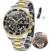 OLEVS Watches Men Waterproof Luxury Big Face Mens Watch Stainless Steel Day Date Quartz Analog Dress Watches for Men Luminous Relojes De Hombre (Green/Blue/Black/Gold)