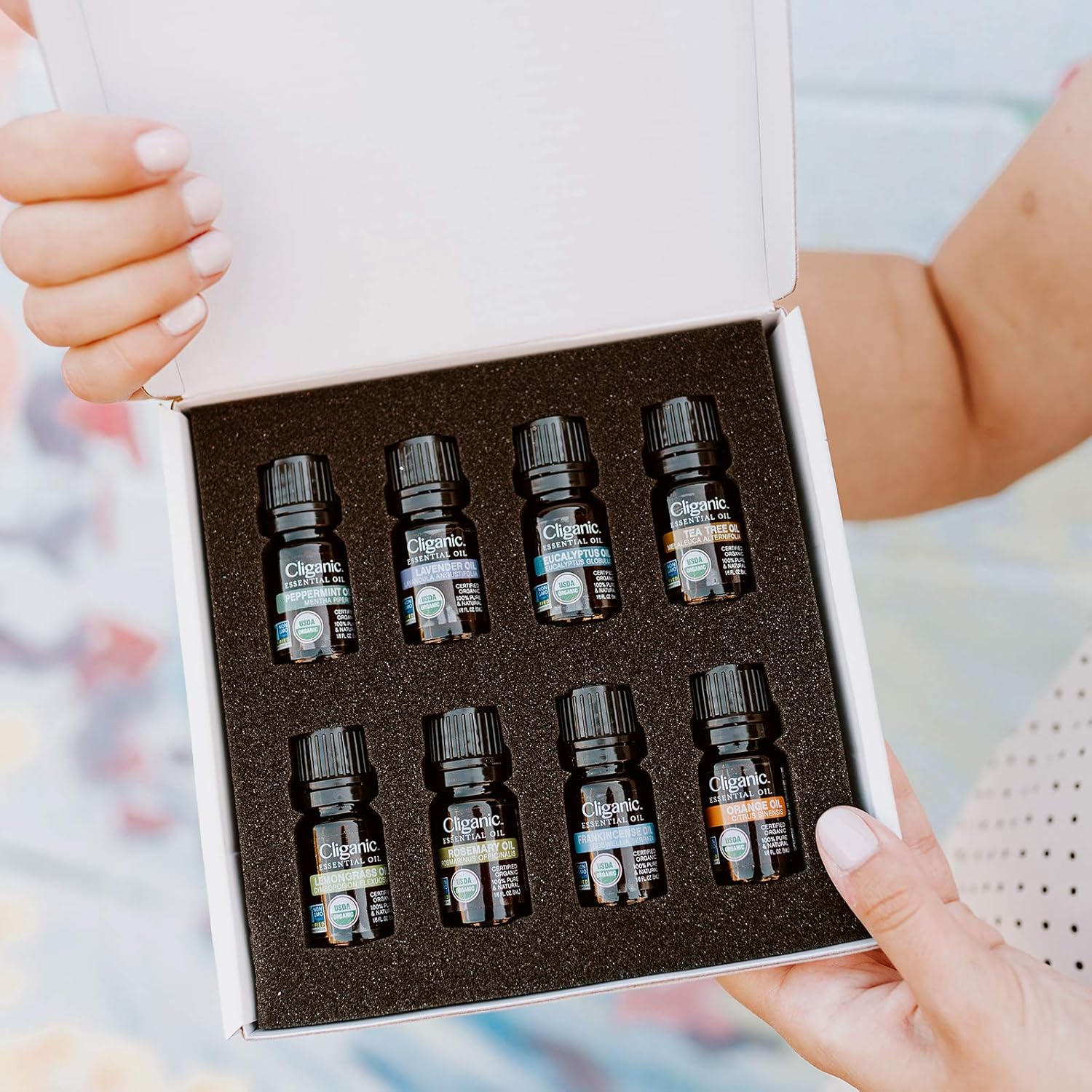 Cliganic USDA Organic Aromatherapy Essential Oils Set (Top 8), 100% Pure Natural - Peppermint, Lavender, Eucalyptus, Tea Tree, Lemongrass, Rosemary, Frankincense & Orange | Cliganic 90 Days Warranty: Beauty