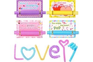 Gigilli Valentines Day Gifts for Kids 24 Pack Pop Tubes with Valentines Cards for Kids Classroom School Party Favors for Boys and Girls
