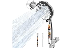 Filtered Shower Head with Handheld,High Pressure 10 Spray Modes,Black Detachable Shower Head with Filter Beads for Hard Water