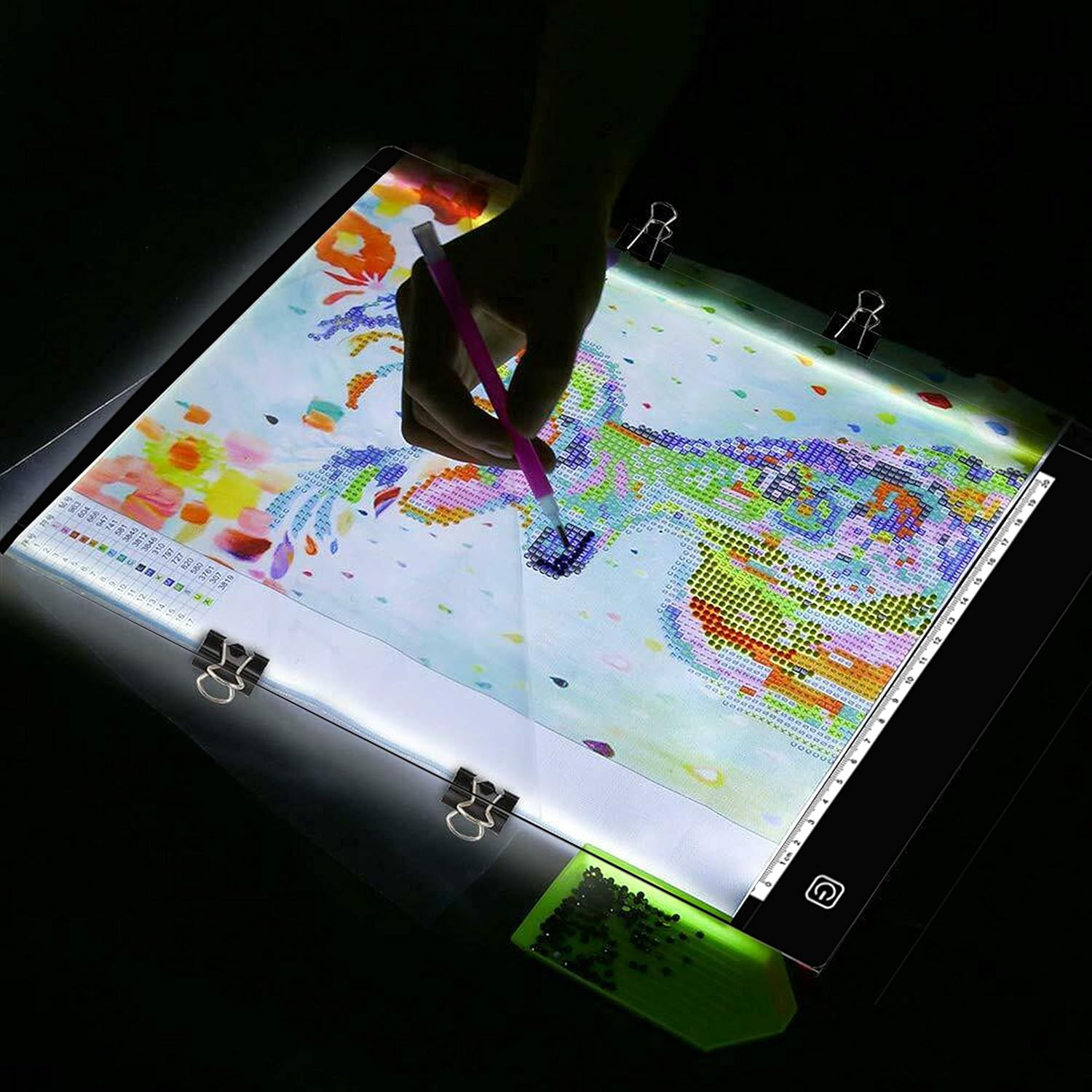 tiktecklab A4 Size Ultra-Thin Portable Tracer White LED Artcraft Tracing Pad Light Box w dimmable Brightness for 5D DIY Diamond Painting Artists Drawing Sketching Animation, Black