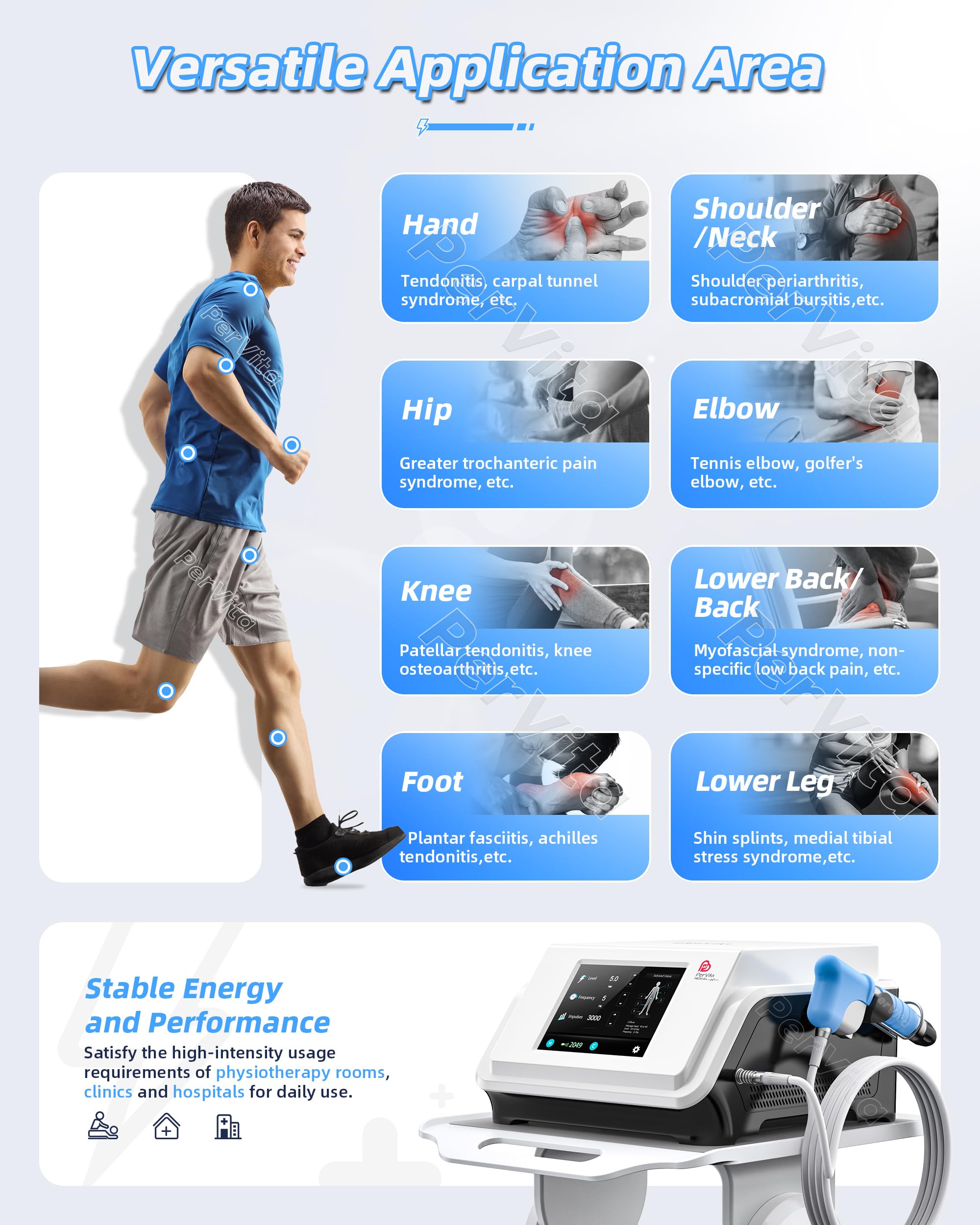 PerVita Medical Extracorporeal Shock Wave Therapy ESWT Machine for Joint and Muscle Pain Relief, Muscle and Bone Tissue Regeneration, Painless, Non-Invasive, No Side Effects, PSP20