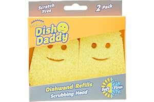 Scrub Daddy Dish Wand Scrubbing Brush Replacement Heads, Soap Dispensing Dish Brushes, Texture Changing Washing Up Sponges, D