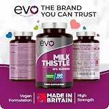 EVO Nutrition Milk Thistle Tablets 80% Silymarin 180 Vegan UK Made view 2