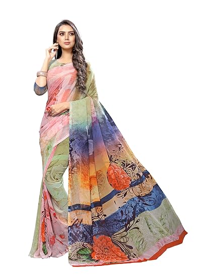Womens Georgette Digital Printed Saree With Blouse(myraa-21012)