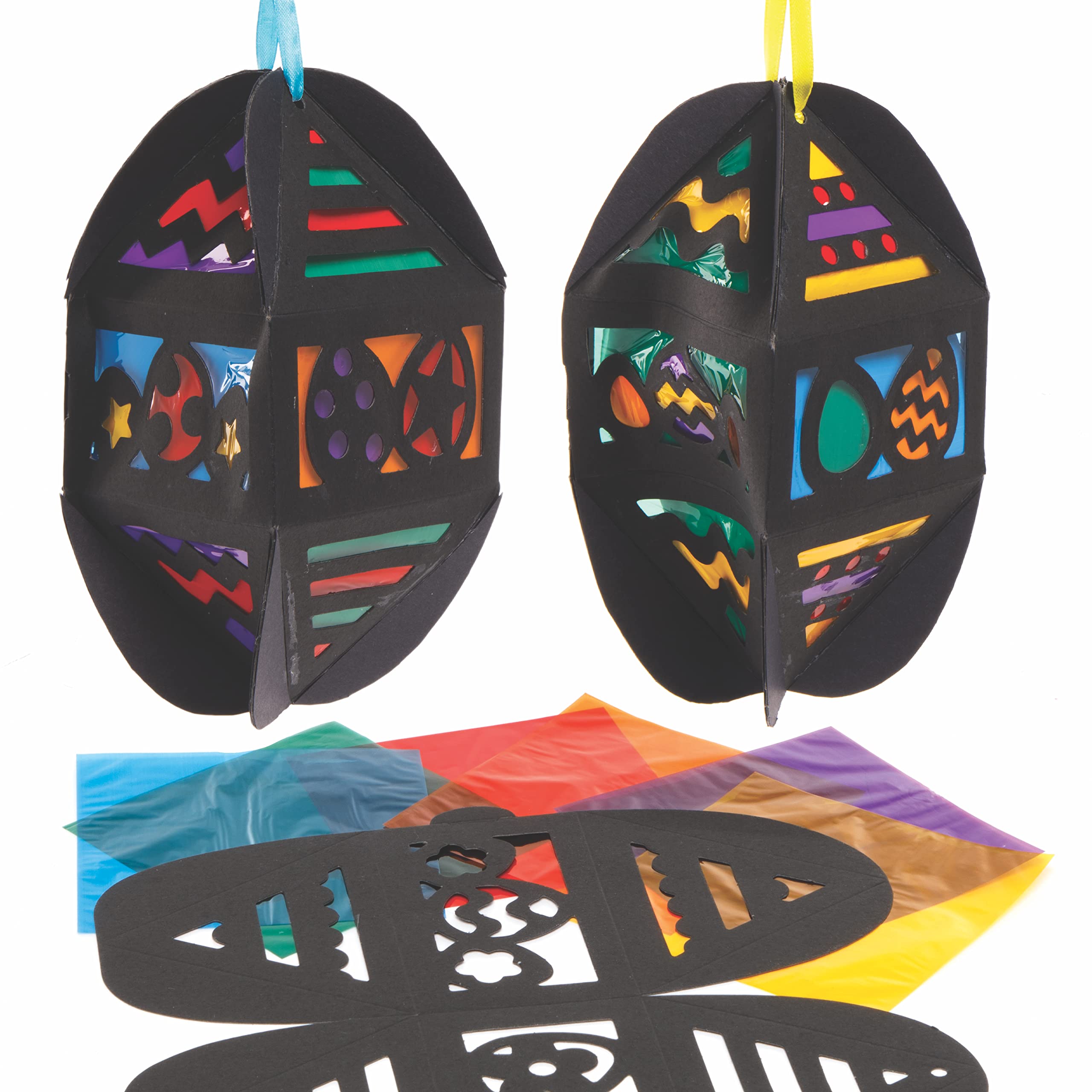 Baker Ross Easter Egg Stained Glass Lanterns - Pack of 4, Easter Crafts, Craft for Kids (AX758)