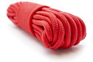EMERGENCY ZONE 9mm Nylon Braided, 50 Foot, Multi-Purpose Camping Rope | Red (1 Pack)