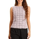Allegra K Tweed Top for Women Elegant Sleeveless Crew Neck Business Casual Blazer Vest Tops