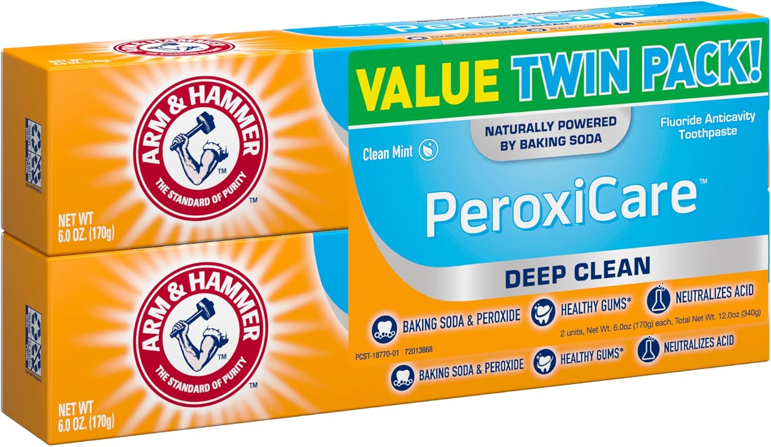 Arm & Hammer PeroxiCare Tartar Control Fluoride Toothpaste with Baking Soda & Peroxide-6 oz, 2 pk: Health & Personal Care