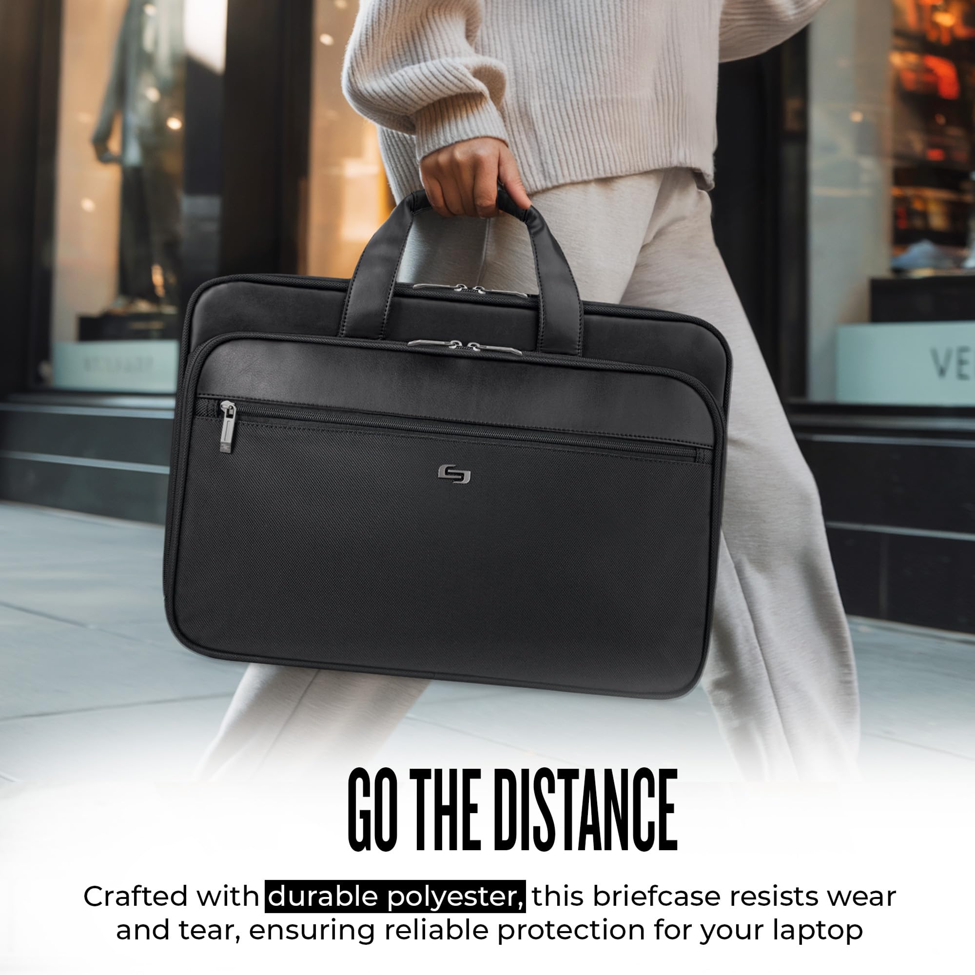 Solo New York Briefcase - Laptop Carrying Bag for Women & Men, Brief for Travel & Work, File Compartment, Retractable Shoulder Strap, Fits 16
