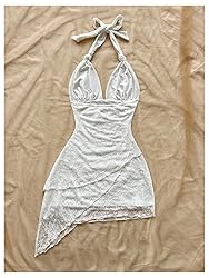 BEAUDRM Women's Floral Print Sleeveless Halter Deep