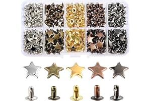 YORANYO 200 Sets 12MM Mixed Color Star Rivets for Leather Star Rivet Studs Kit Garment Rivets Leather Rivets Studs and Spikes for Leather Craft Clothing Bags Belts Dog Collar Shoes DIY Rivets 15/32 Inch