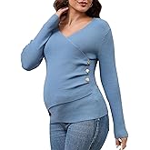 MARI GABRIEL Womens Nursing Sweater Maternity Tops Long Sleeve Soft Stretchy Ruched Pregnancy Breastfeeding Friendly Wrap
