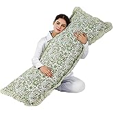 CPC Agate Green 100% Cotton Block Print Ruffle Sham Cover 20X54 inch, Handmade Boho Floral Pillowcase, Farmhouse Cottagecore Bedding, Soft Decorative Cushion Cover for Bedroom Décor