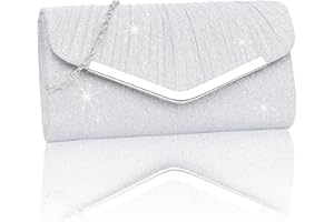 Larcenciel Women's Evening Handbags, Sparkly Pleated Evening Purse, Elegant Sequins Clutch for Wedding Formal Cocktail Party