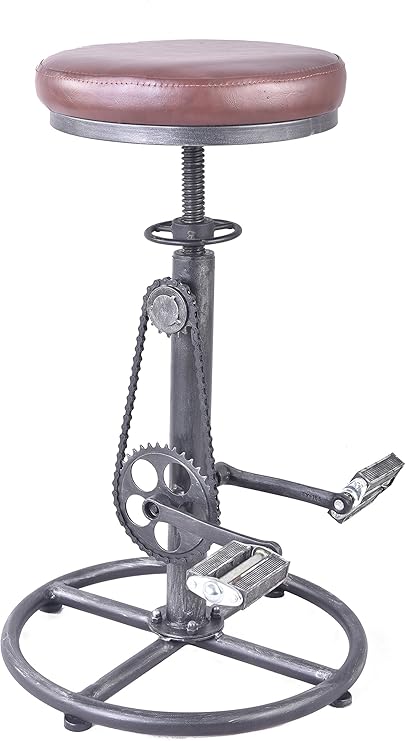 Topower Industrial Swivel Bike Stool Pu Leather Seat And Iron Bar Chair Bicycle Design Bar Stool Height Adjustable Pedal Stool Amazon De Kuche Haushalt